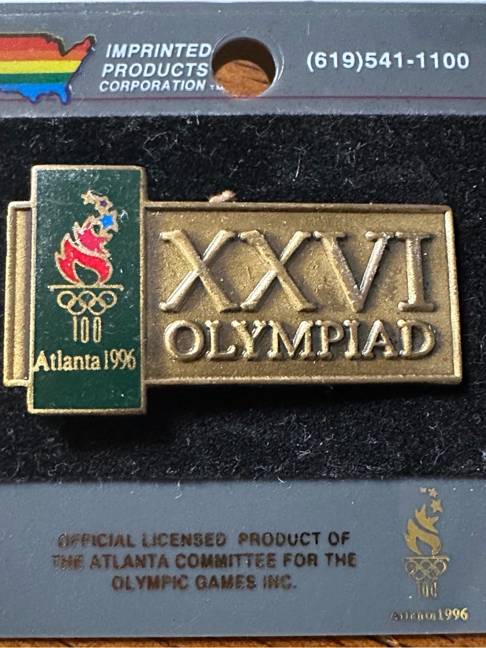 Atlanta 1996 XXVI Olympiad Commemorative Pin - Gold & Green
